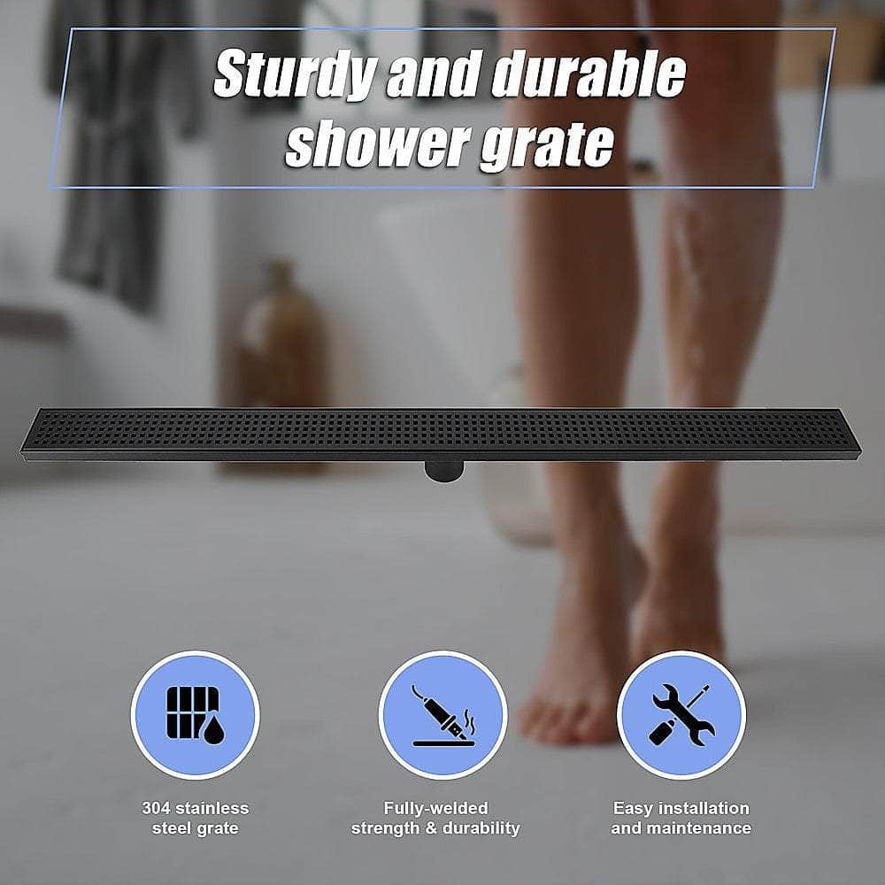 1000Mm Black Grate Shower Drain Square Pattern