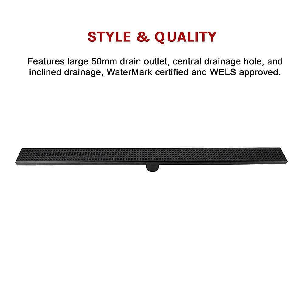 1000Mm Black Grate Shower Drain Square Pattern