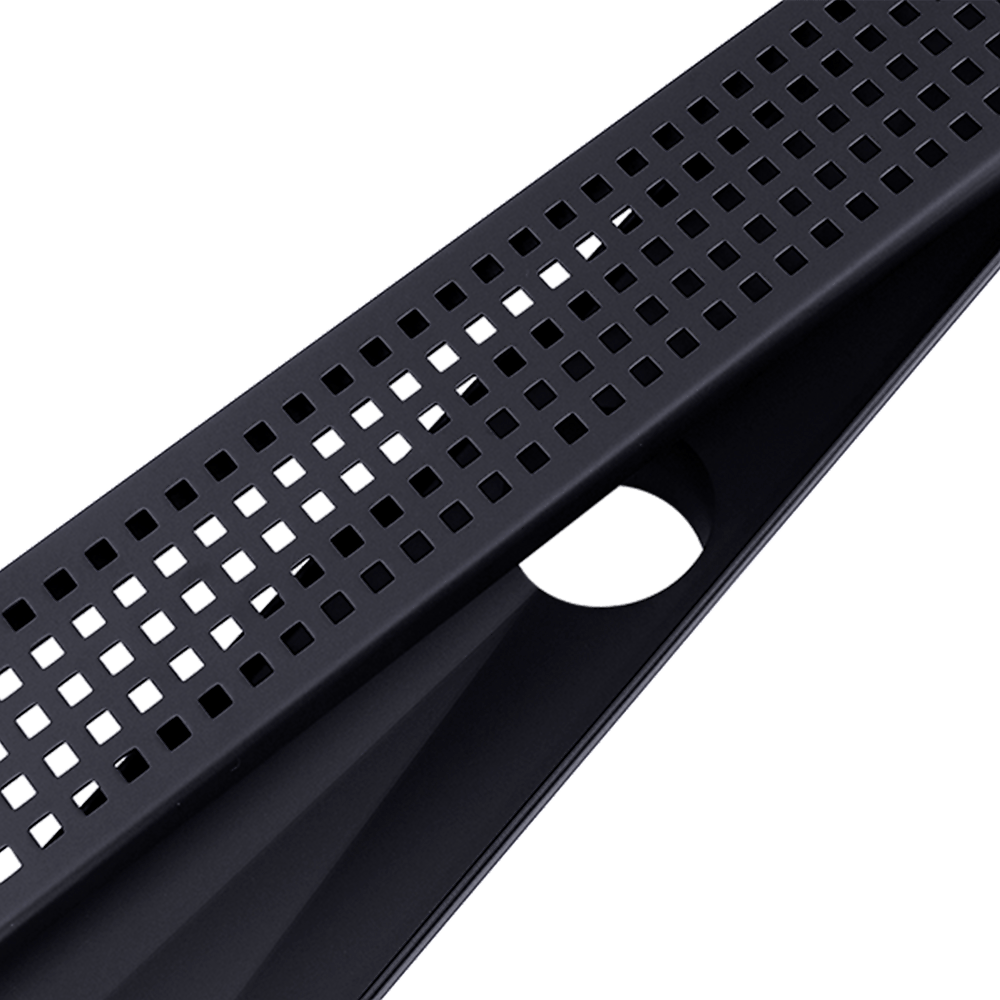1000Mm Black Grate Shower Drain Square Pattern