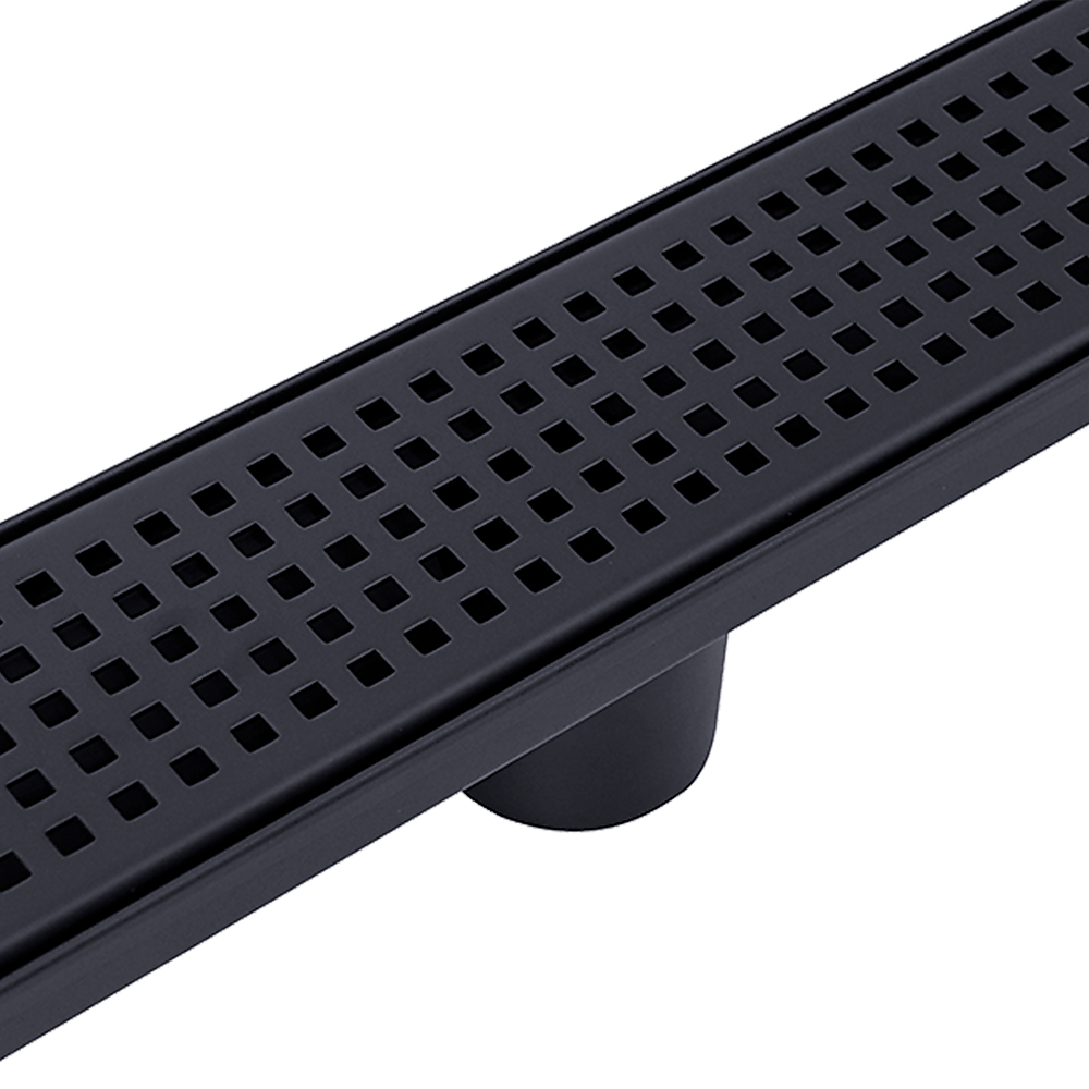 1000Mm Black Grate Shower Drain Square Pattern