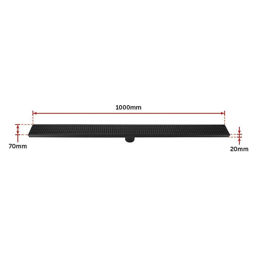 1000Mm Black Grate Shower Drain Square Pattern