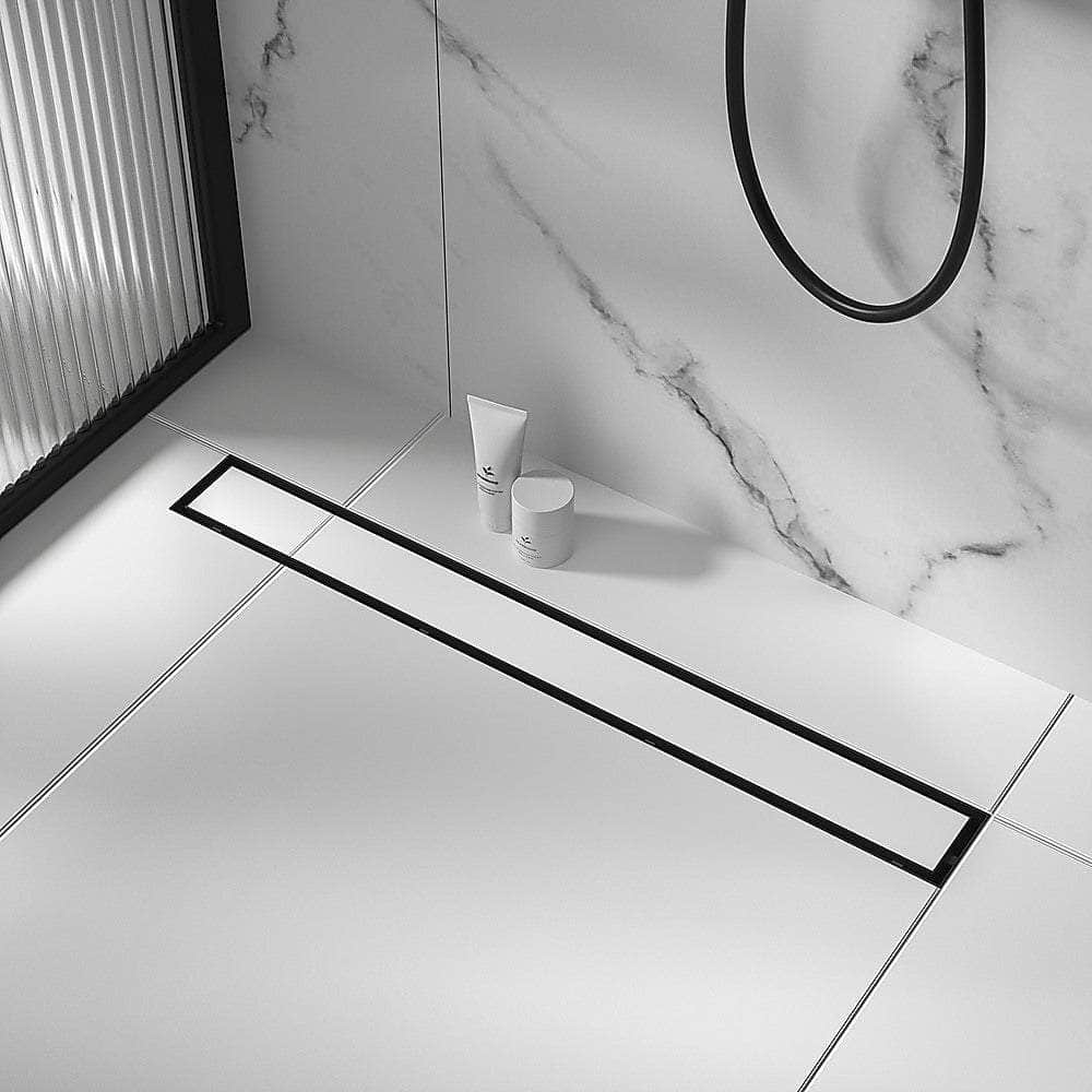1000mm Black Tile Insert Shower Drain - Centre Outlet Floor Waste