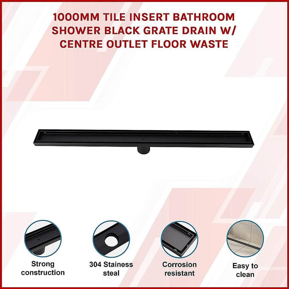1000mm Tile Insert Bathroom Shower Black outlet Floor Waste