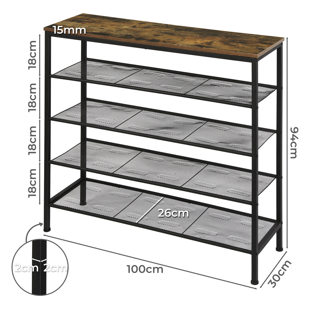 Functional 5-Tier Shoe Rack Storage Cabinet 100cm Wide  Comfortable | id11&12