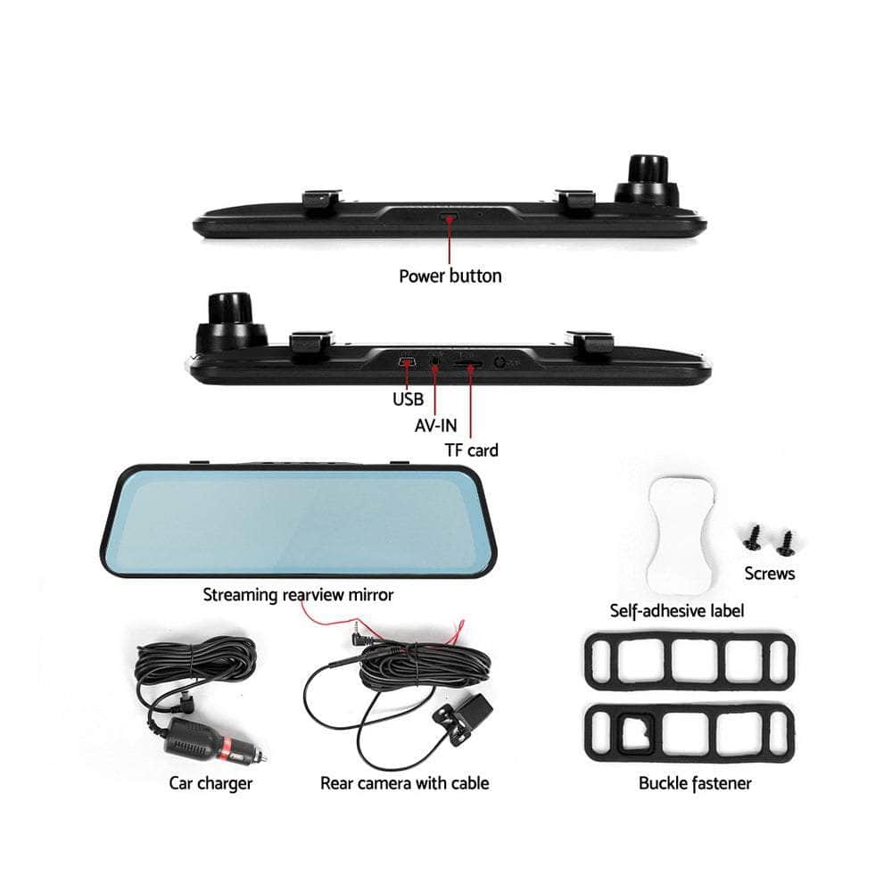 1080P Dash Camera 9.66" Front Rear View