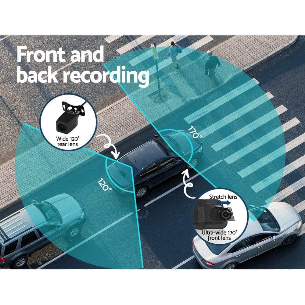 1080P Dash Camera 9.66" Front Rear View