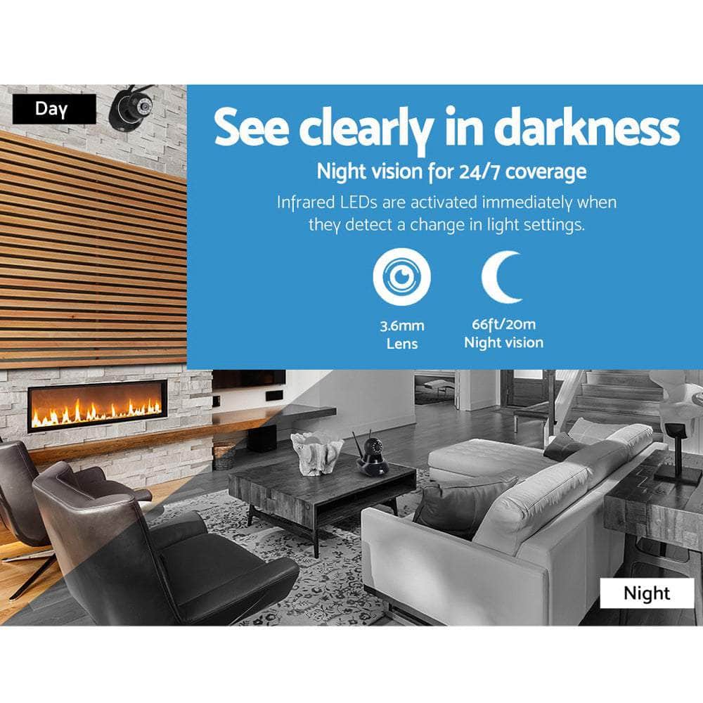 1080P Wireless Ip Camera Security Wifi Cam Black