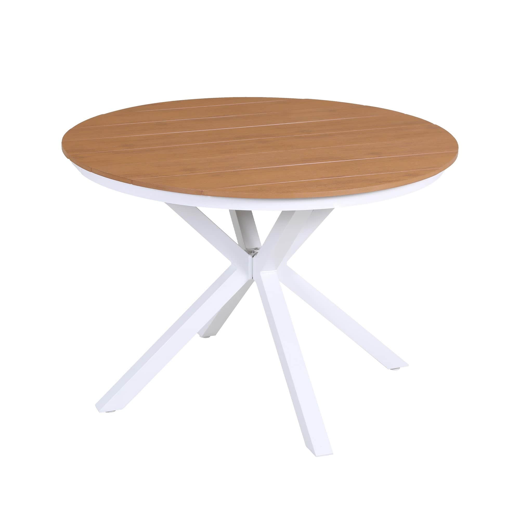 108CM Outdoor Dining Table Aluminum Frame WPC Top Patio Furniture Round