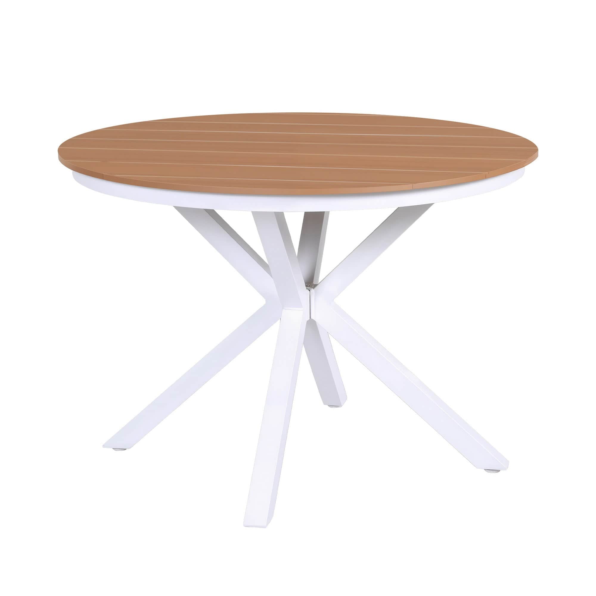 108CM Outdoor Dining Table Aluminum Frame WPC Top Patio Furniture Round