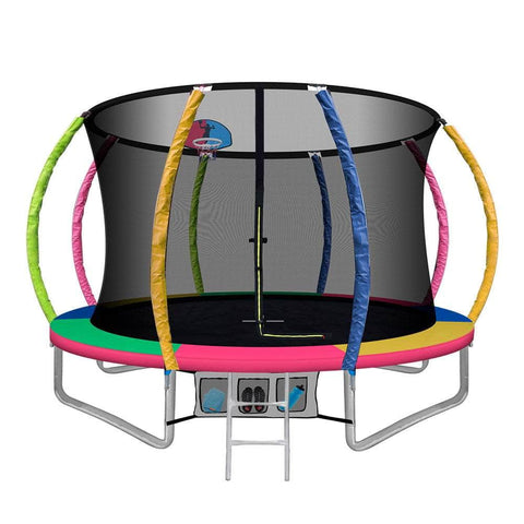 10FT Trampoline Round Trampolines With Basketball  Multi-coloured