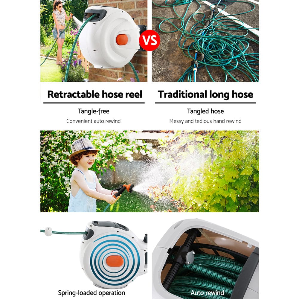 Water Hose Reel 10M Retractable Garden Spray Gun Autorewind - Garden Hoses - photo 9