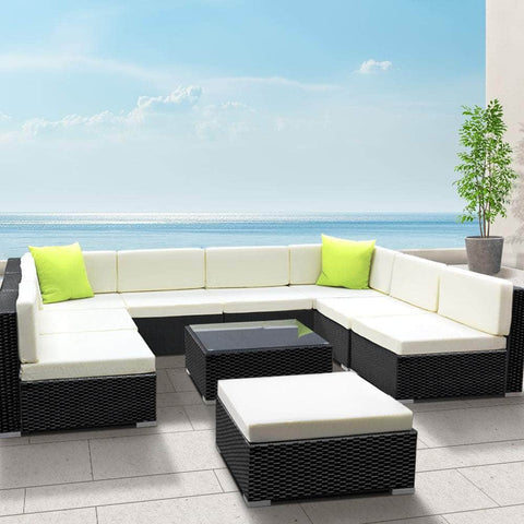 10PC Outdoor Furniture Sofa Set Wicker Garden Patio Lounge