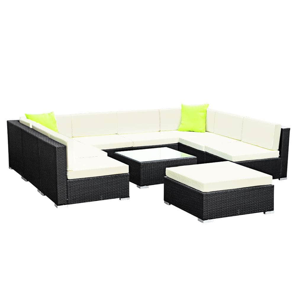 10PC Sofa Set with Storage Cover Outdoor Furniture Wicker