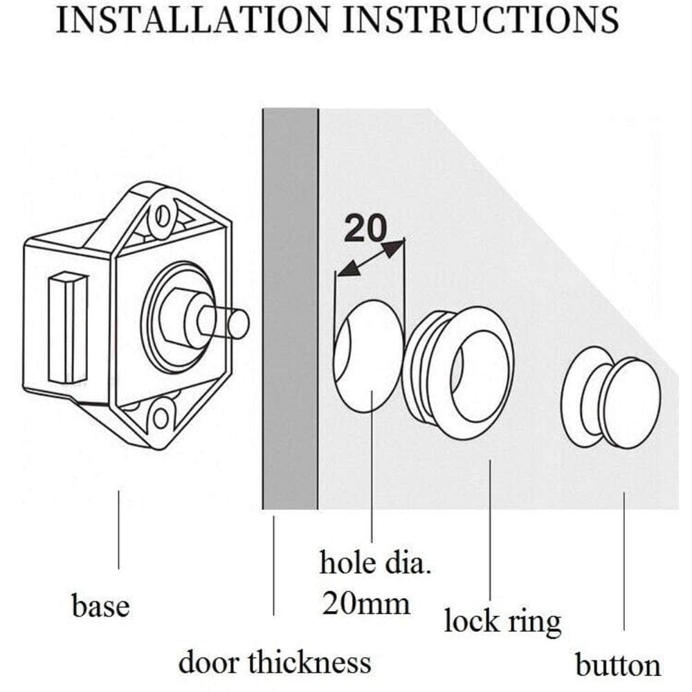 10Pcs Push Button Drawer Cupboard Lock