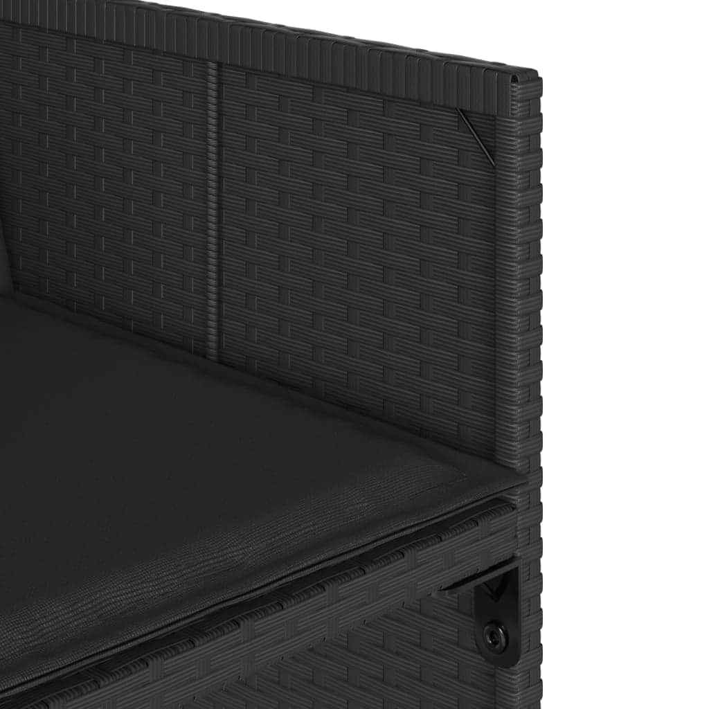 11-Piece Black Poly Rattan Dining Set with Plush Cushions for Outdoor Dining