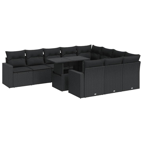 11 Piece Garden Sofa Set with Cushions Beige Poly Rattan - Outdoor Comfort