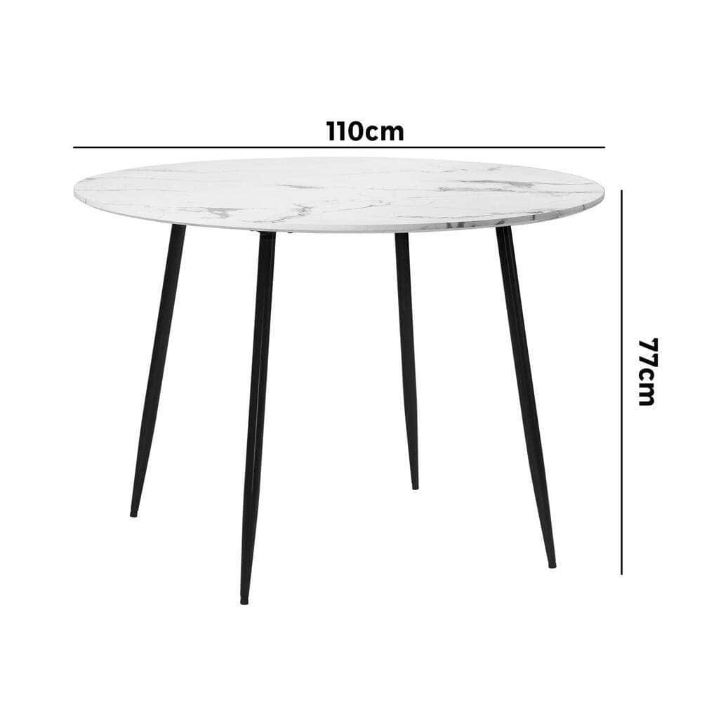 110cm Dining Table with Marble Finish White&Black