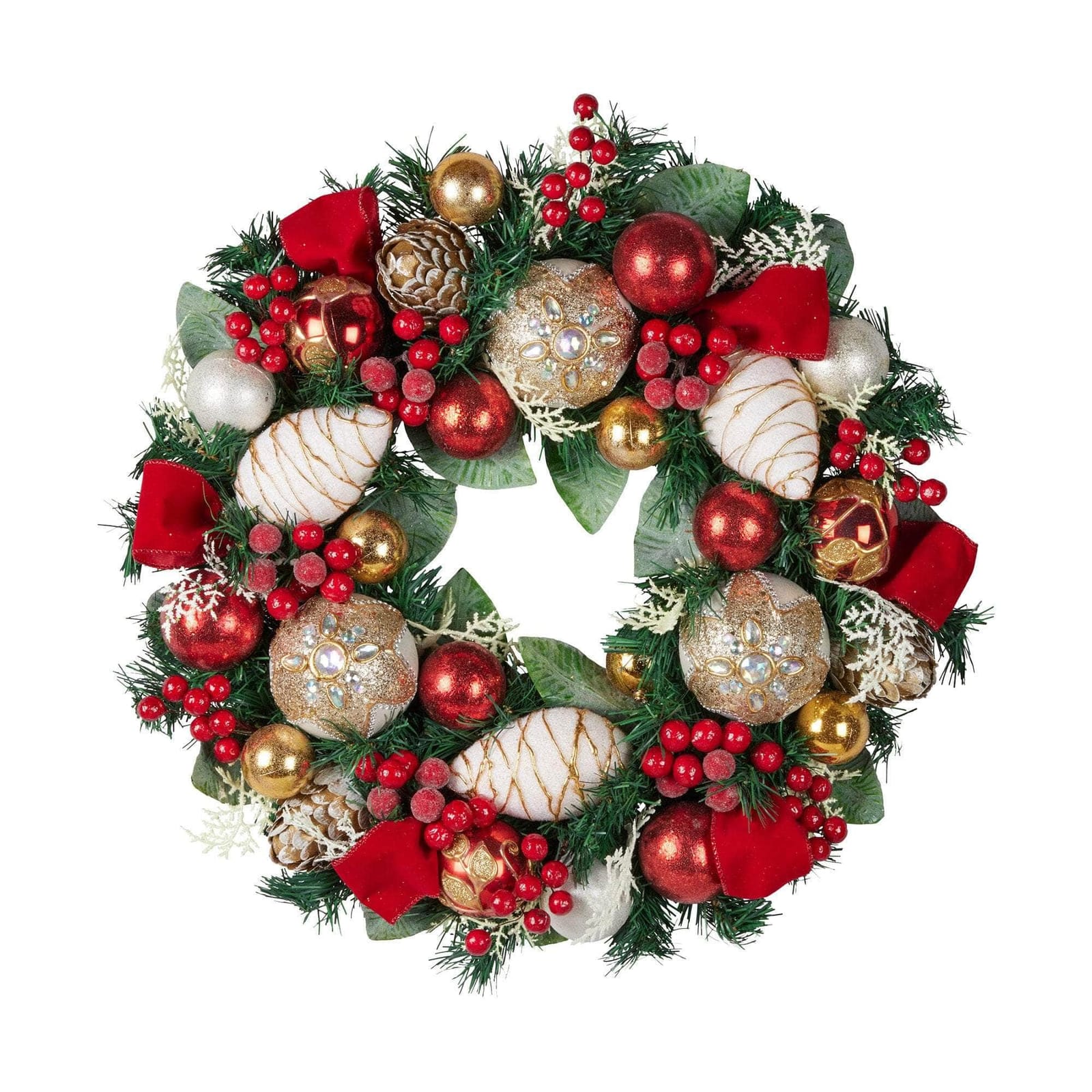Festive Floral Christmas Wreath - 56cm with 56Cm