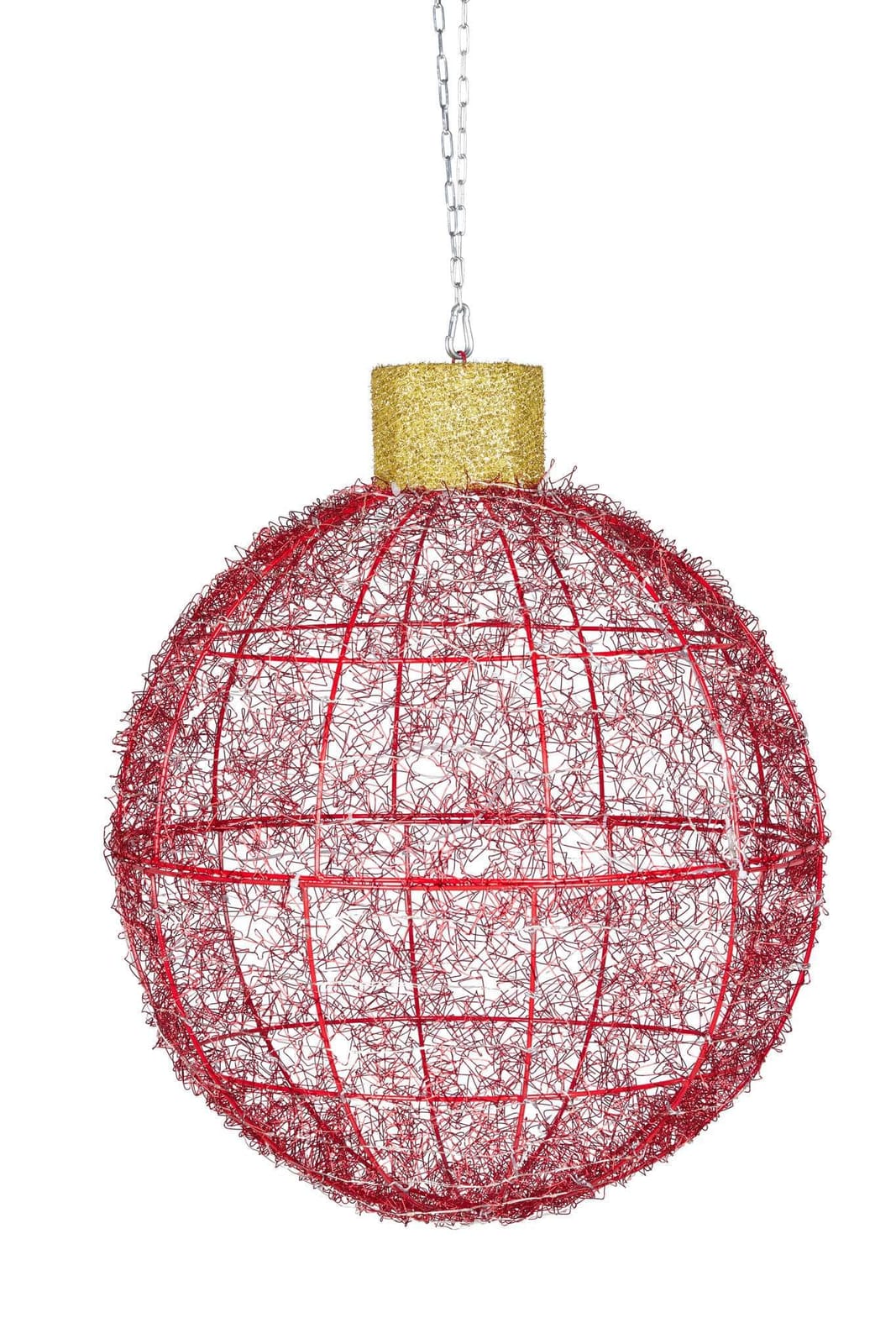 Christmas Display Bauble with Red/Gold Lights 50cm, Red colour