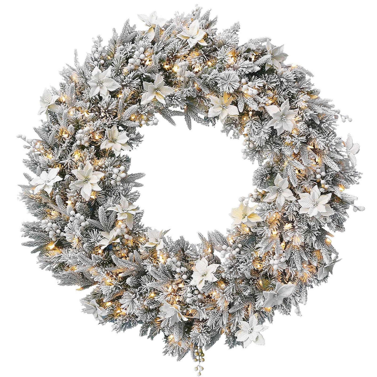 Frosted Colonial Pre-Lit Christmas Wreath - 122cm, 122Cm