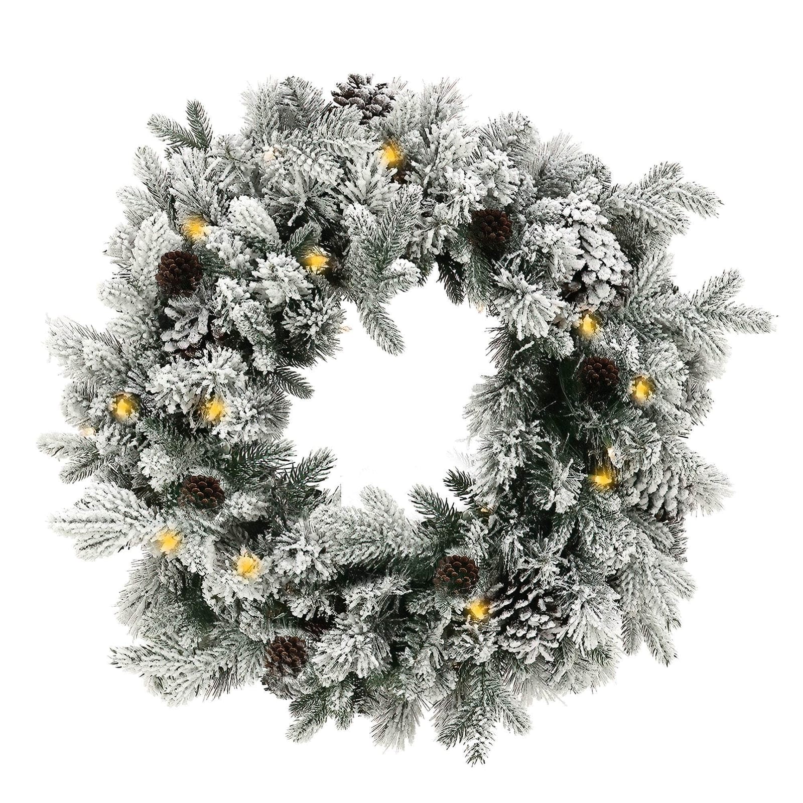 Christmas Wreath with Lights - 61cm Snowy Dorchester, 61Cm