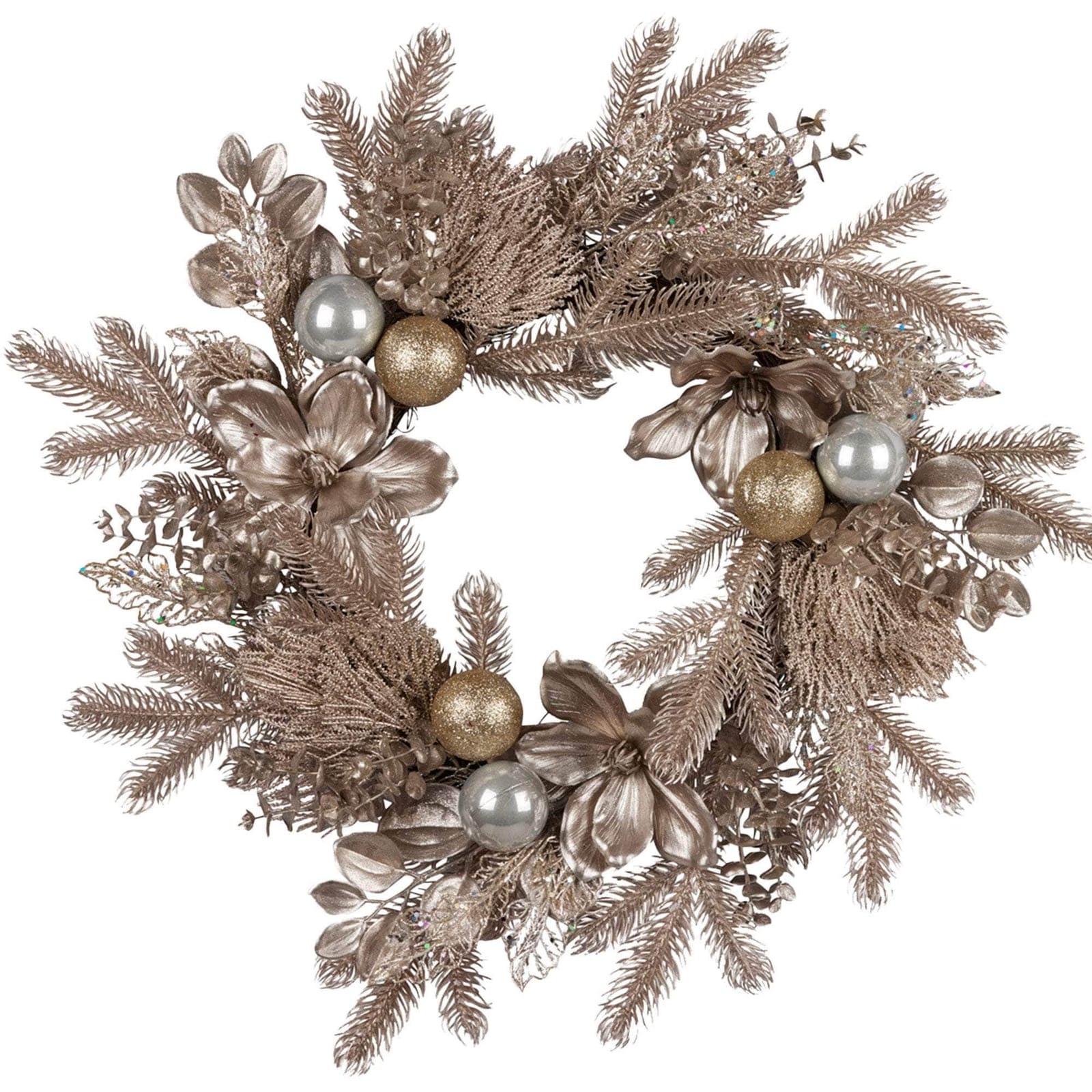 Champagne Glitter Christmas Wreath - 61cm with dsd