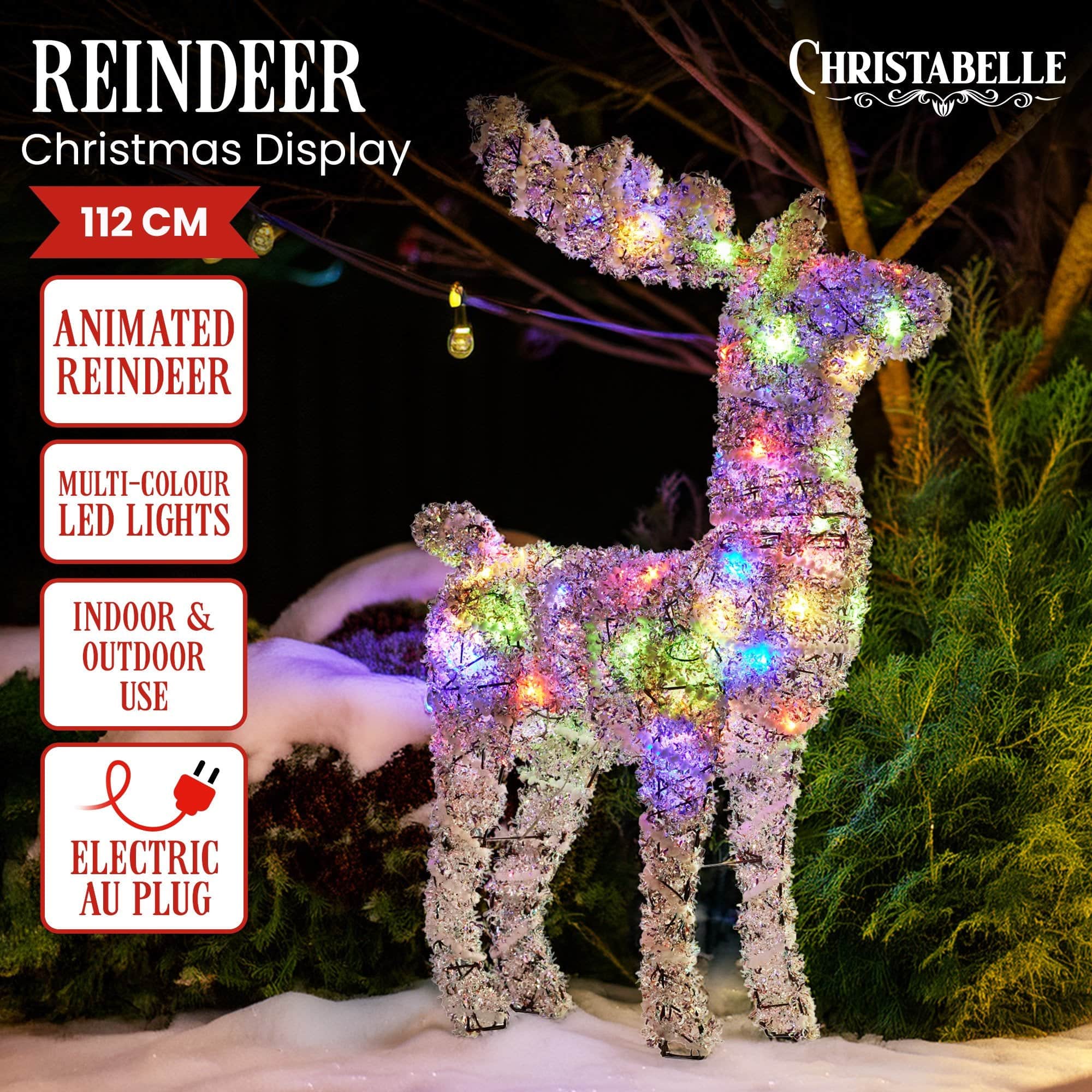 112cm Animated Reindeer Christmas LED Lights Indoor Outdoor Yard Decoration