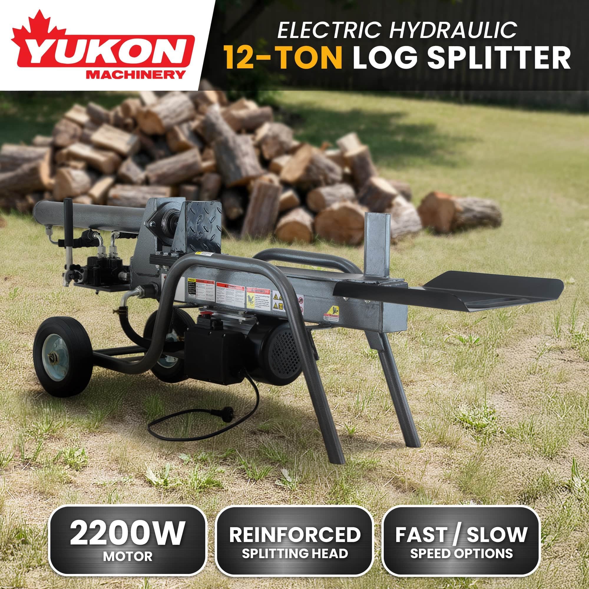 12 Tonne Electric Hydraulic Log Splitter Heavy Duty Firewood Splitter
