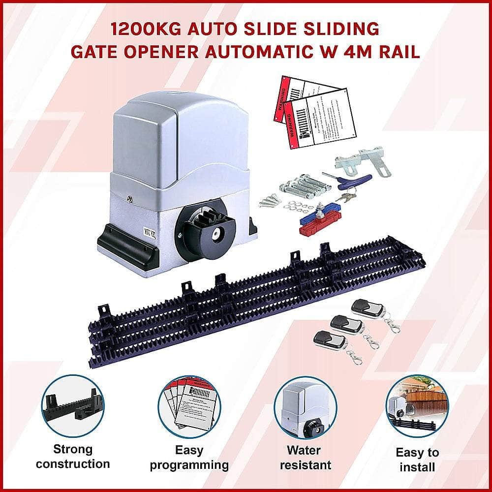 1200Kg Auto Slide Sliding Gate Opener Automatic W 4M Rail