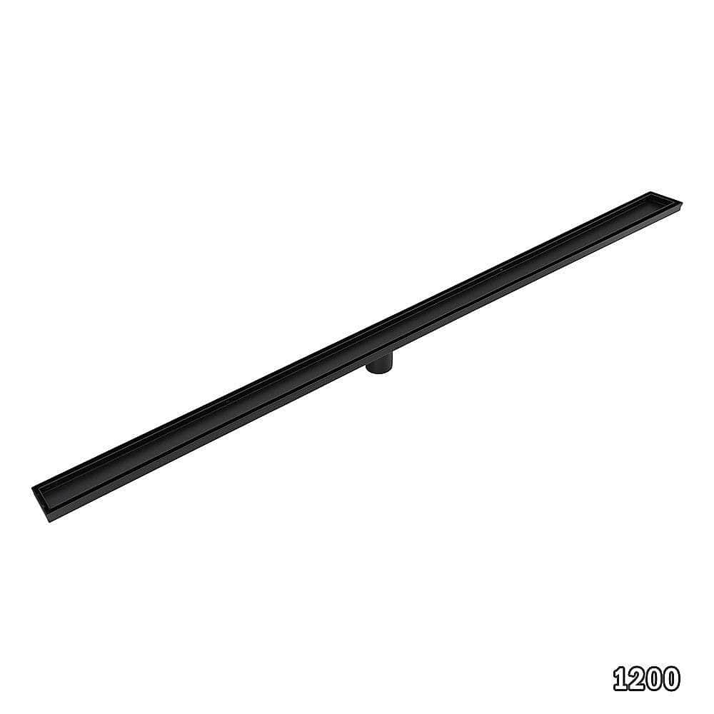 1200mm Black Tile Insert Shower Drain - Centre Outlet Floor Waste