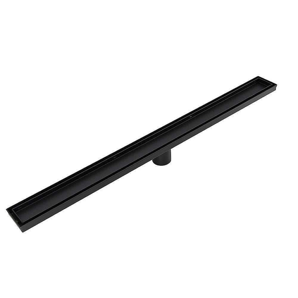1200mm Black Tile Insert Shower Drain - Centre Outlet Floor Waste