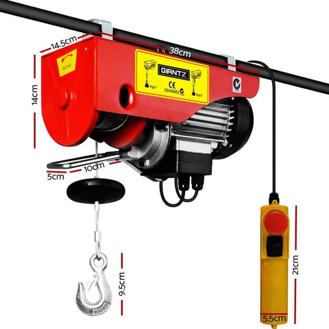 Electric Hoist Winch 300/600Kg Cable 18M Rope Tool Remote Chain Lifting