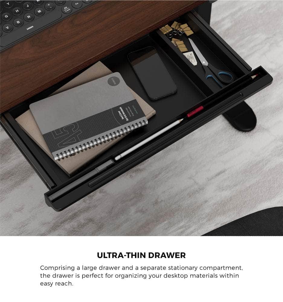 120cm &140cm Electric Standing Desk With Drawer Adjustable Black