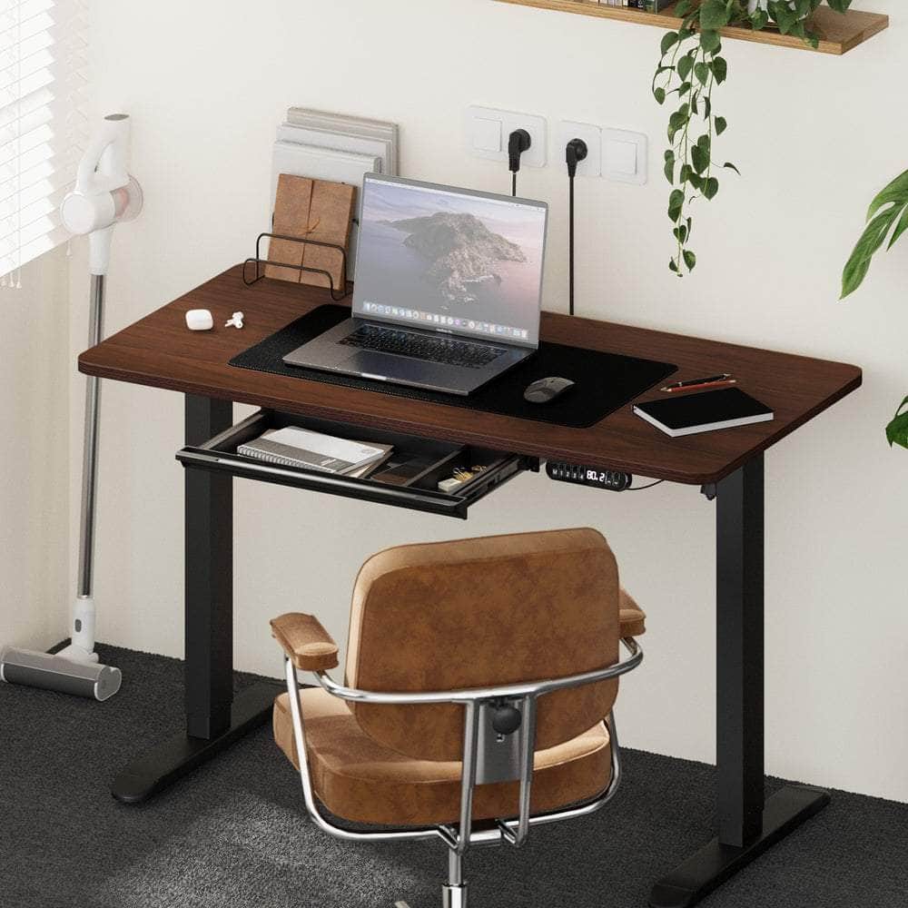 120cm &140cm Electric Standing Desk With Drawer Adjustable Black