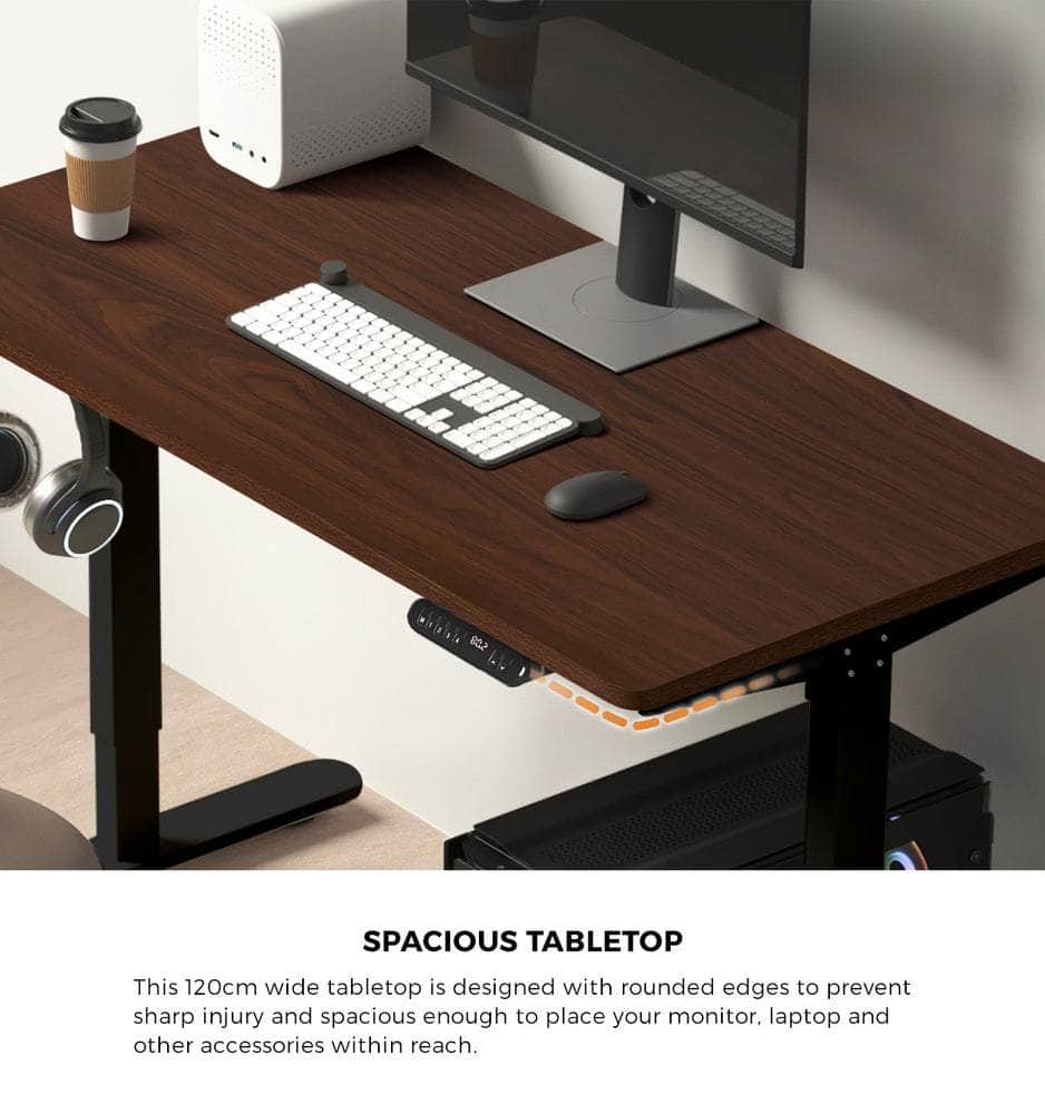 120cm &140cm Electric Standing Desk With Drawer Adjustable Black