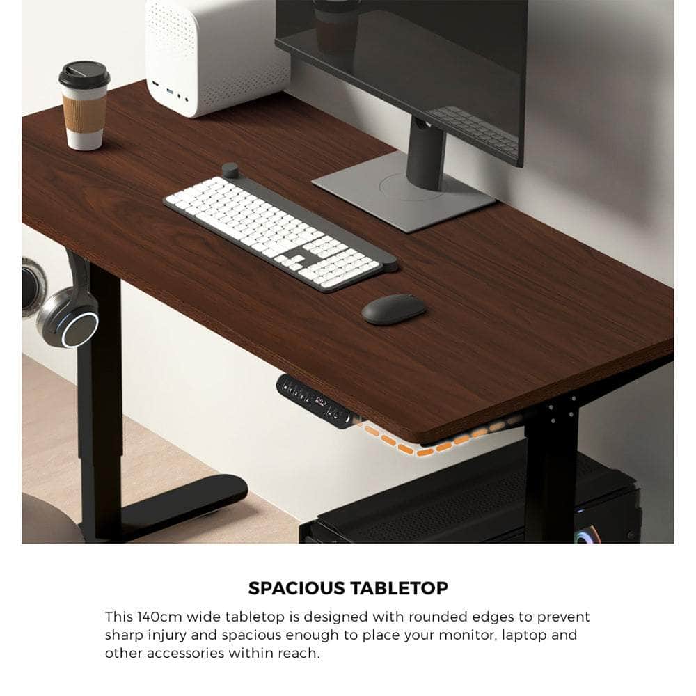 120cm &140cm Electric Standing Desk With Drawer Adjustable Black