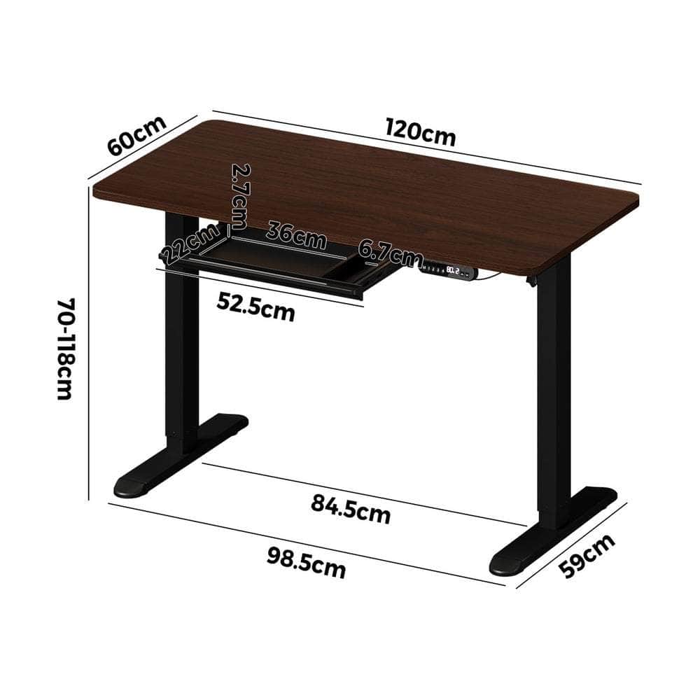 120cm &140cm Electric Standing Desk With Drawer Adjustable Black
