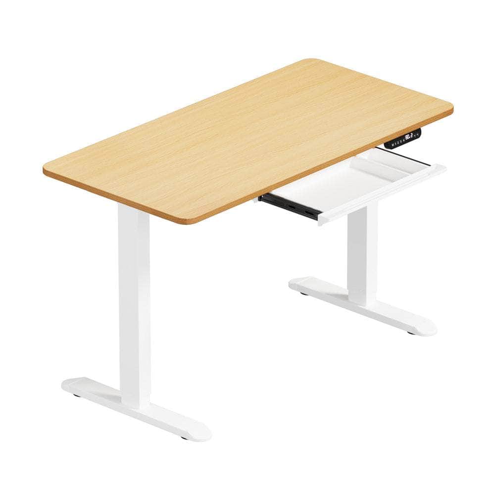 120cm &140cm Electric Standing Desk With Drawer Adjustable White