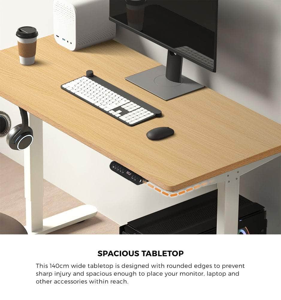120cm &140cm Electric Standing Desk With Drawer Adjustable White