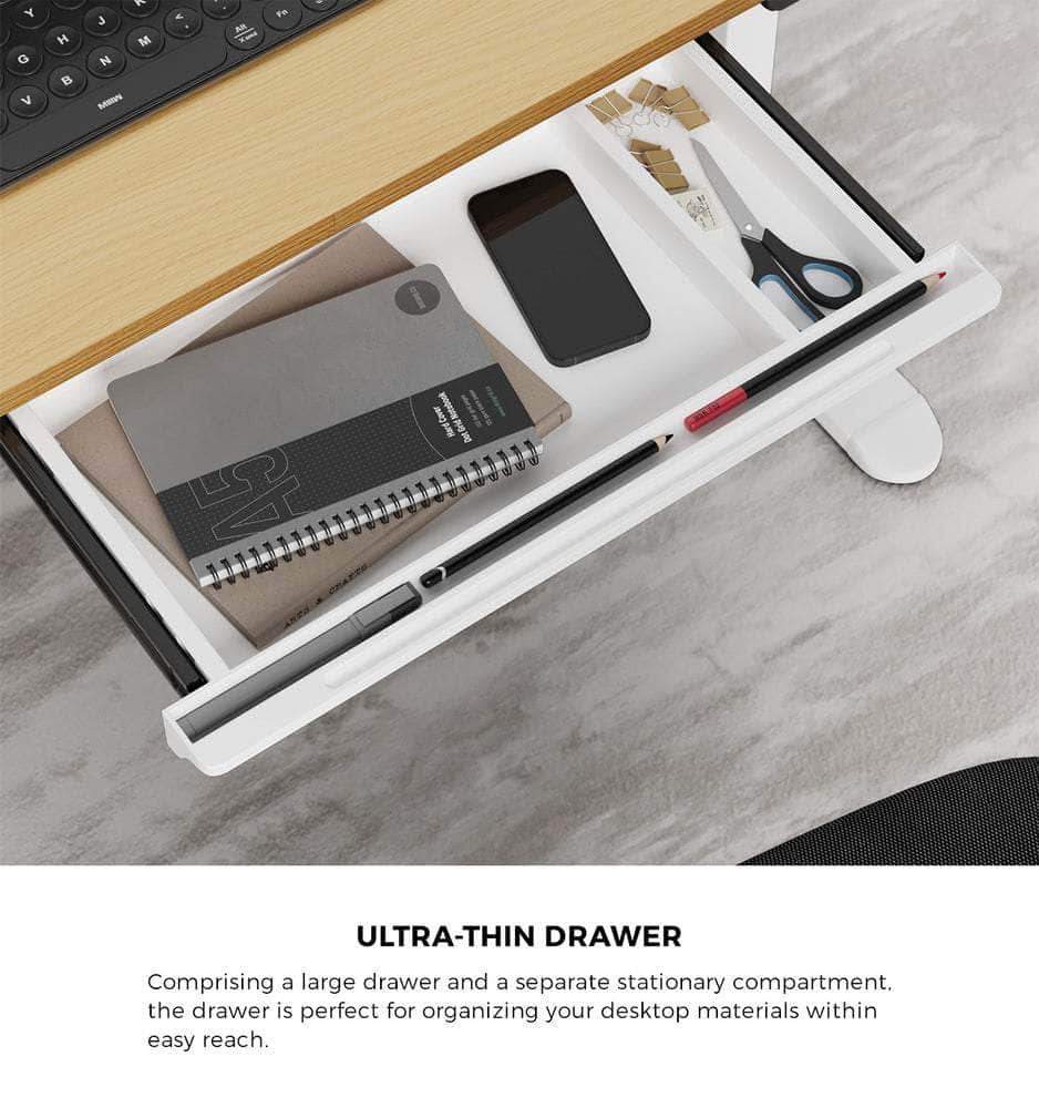 120cm &140cm Electric Standing Desk With Drawer Adjustable White