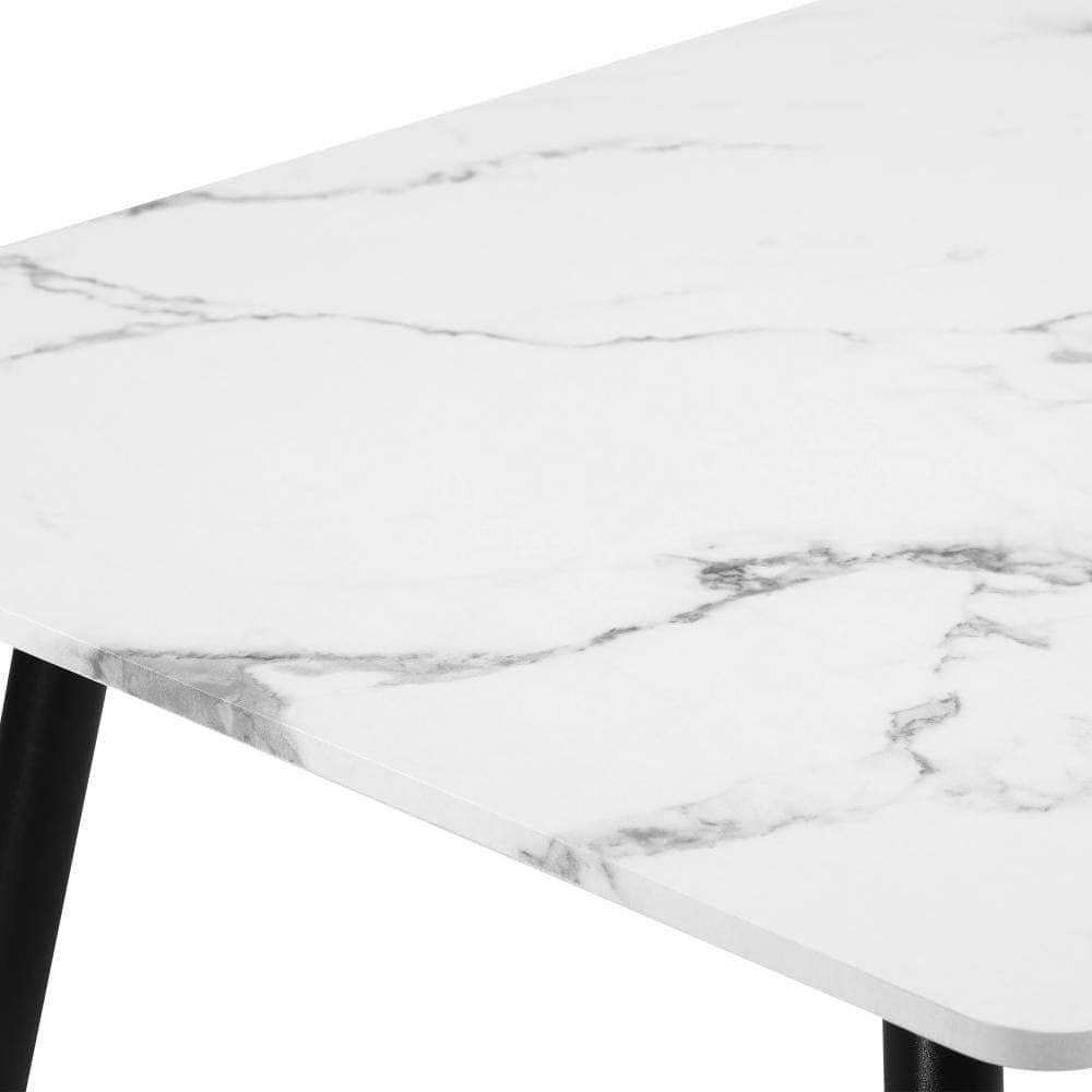 120cm Dining Table Rectangle Wooden Table With Marble Effect Metal Legs