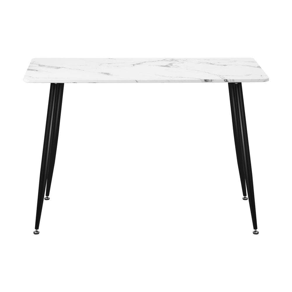 120cm Dining Table Rectangle Wooden Table With Marble Effect Metal Legs