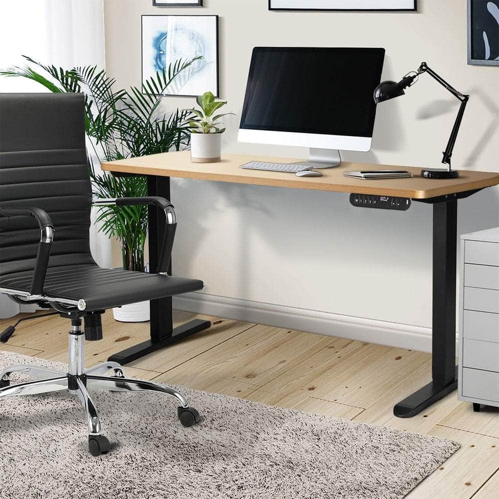 120CM Electric Standing Desk Single Motor Black & Oak Adjustable Office