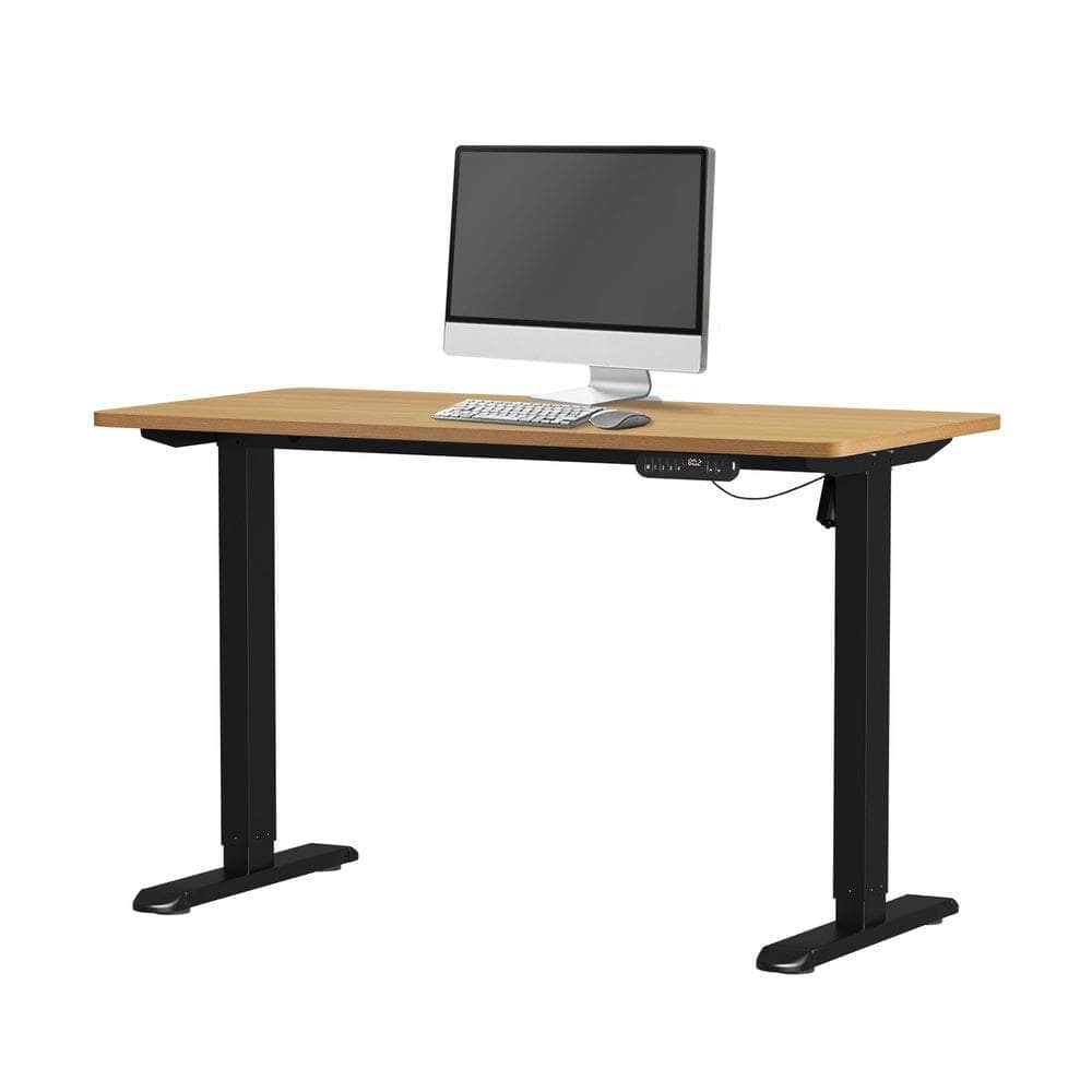 120CM Electric Standing Desk Single Motor Black & Oak Adjustable Office