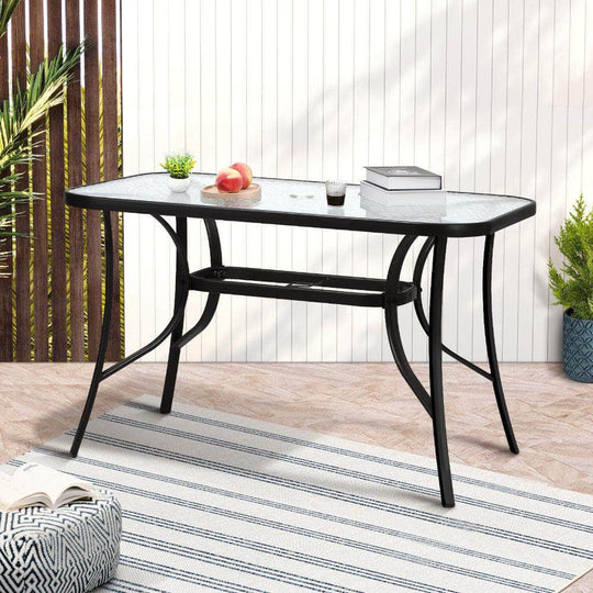 120cm Outdoor Dining Glass Table Rectangle Patio Furniture