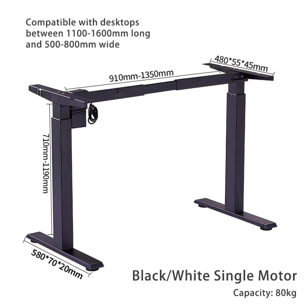 120Cm Standing Desk Height Adjustable Sit Black Stand Motorised Black