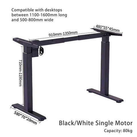 120Cm Standing Desk Height Adjustable Sit Black Stand Motorised Black