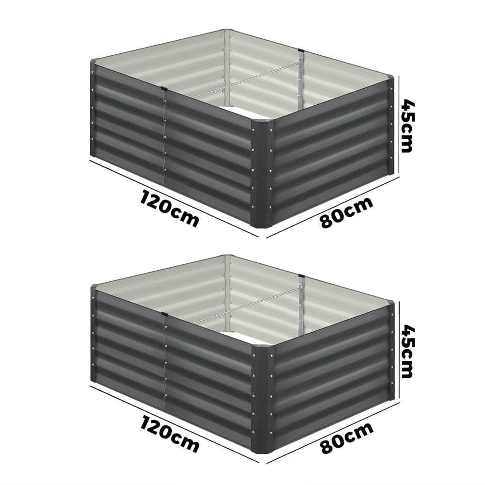 120x80x45cm Garden Bed Galvanised Steel 4pcs