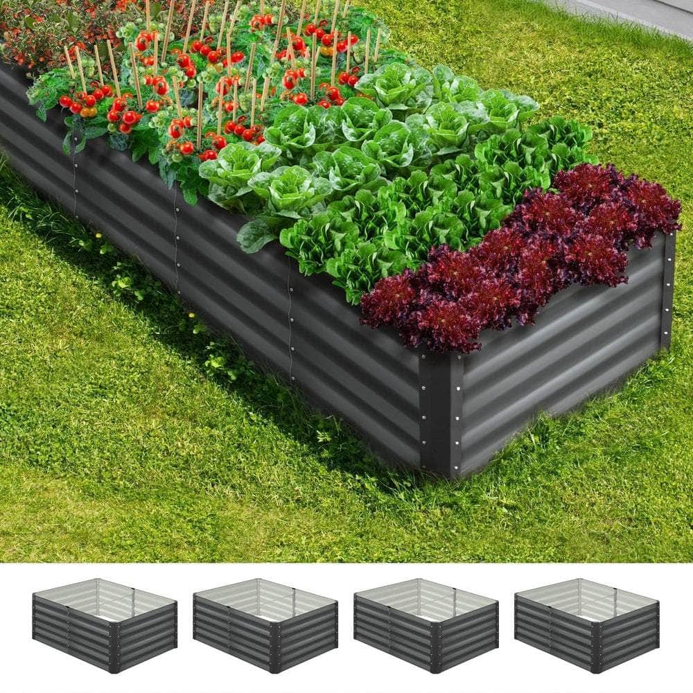 120x80x45cm Garden Bed Galvanised Steel 4pcs