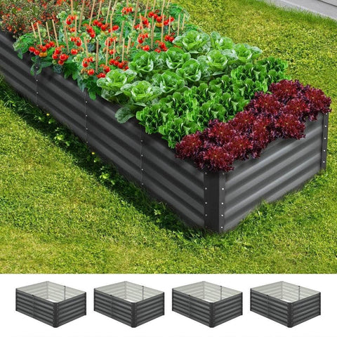120x80x45cm Garden Bed Galvanised Steel 4pcs
